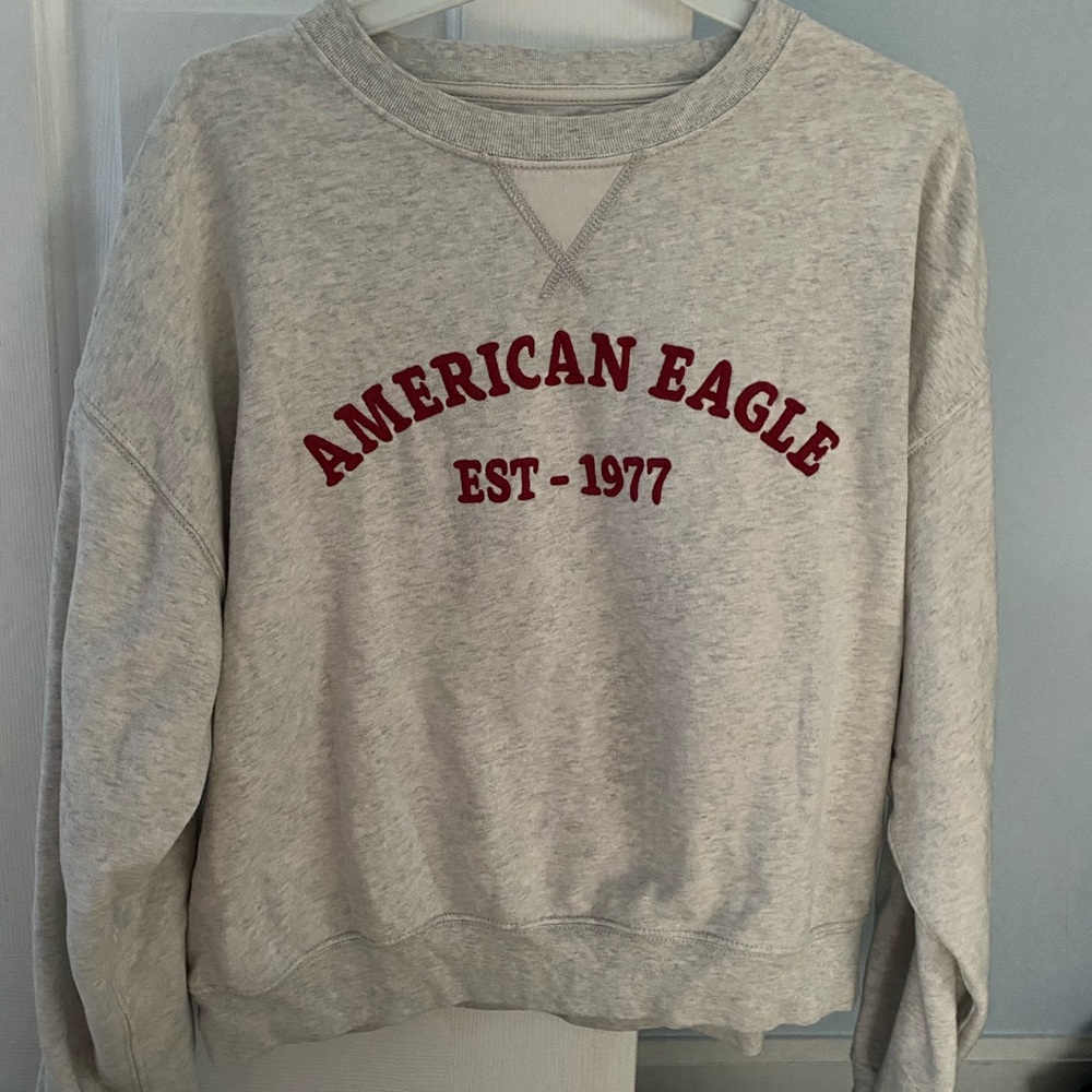 American Eagle Gray Sweatshirt with Red Lettering